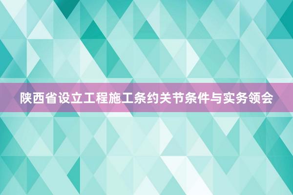 陕西省设立工程施工条约关节条件与实务领会